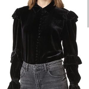 Frame ruffles velvet top